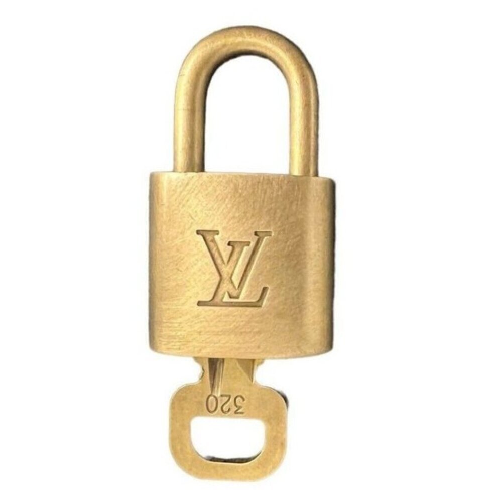 Authentic LOUIS VUITTON Lock And Key Set #318 Padlock Brass Made In France